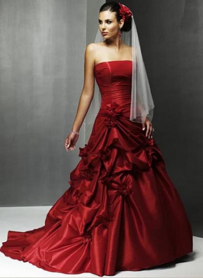 Red top wedding dress