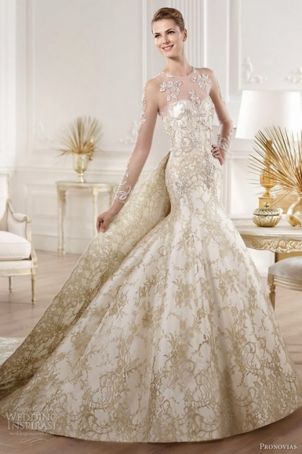 White and Gold Wedding Dresses