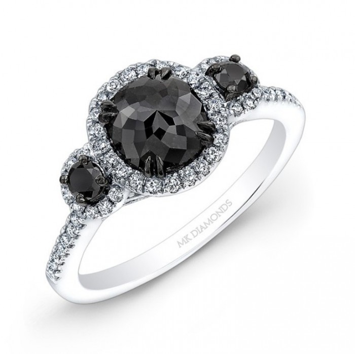 3 stone black diamond engagement rings #11