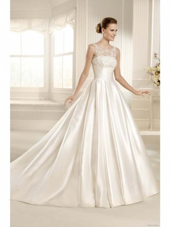 elegant_a_line_scoop_chapel_train_satin_wedding_dress