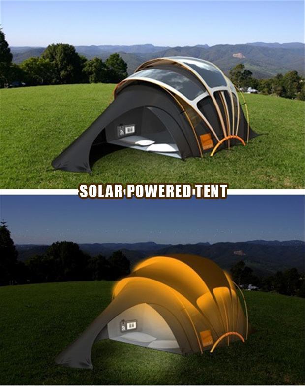 Solar powered tents to solve the problem of light while camping