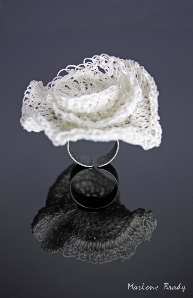 034White Crocheted Ring