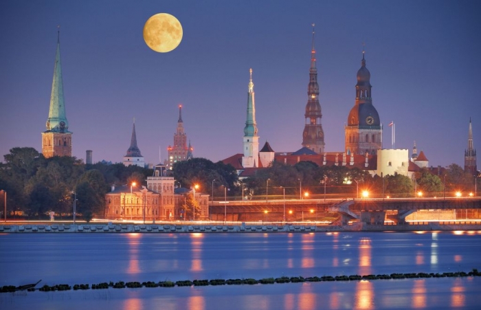 Riga, Latvia Quay-of-Daugava-river-in-Riga-Latvia