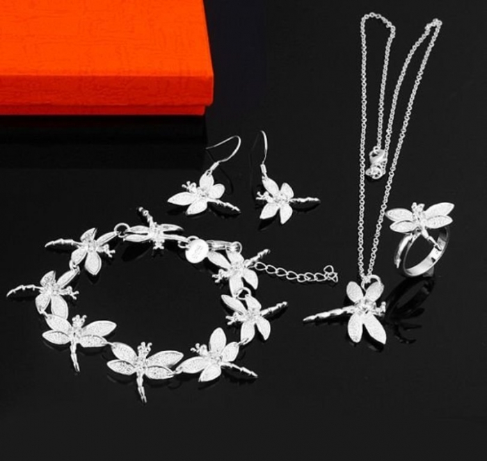 fashion-925-silver-jewelry-set-font-b-dragonfly-b-font-style-bracelet-ring-necklace-earrings-font