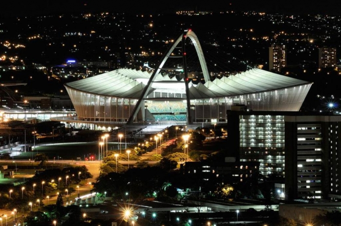 Durban, South Africa Moses-Mabhida-By-Night,-Durban,-South-Africa