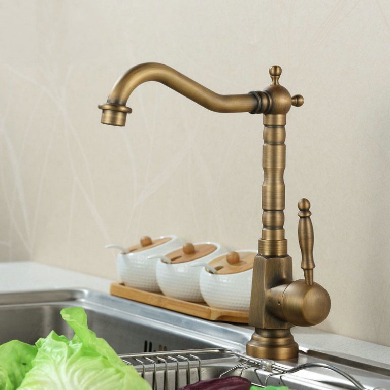 Kitchen-Faucet-font-b-Antique-b-font-font-b-Brass-b-font-Swivel-Bathroom-Basin-Sink