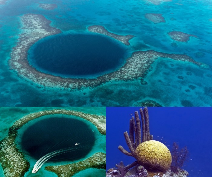 The Great Blue Hole in Belize.
