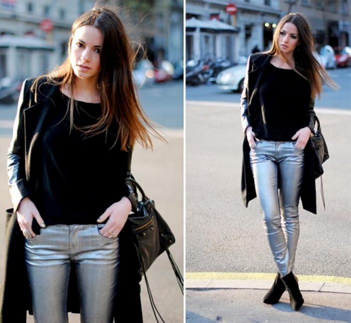 fall-pants-trends-for-women-silver-pants