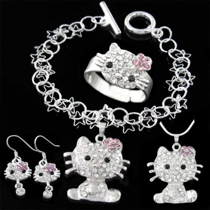 6sets-lot-Hello-kitty-Necklace-Bracelet-Earrings-Ring-set-fashion-fine-jewelry-pendant-wholesale-T211