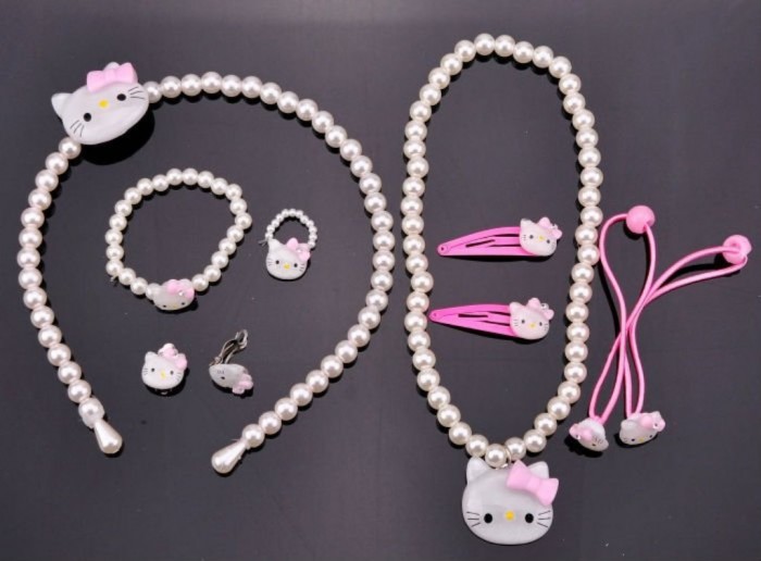 Cheap-Jewelry-Bauble-Hello-Kitty-Necklace-Bracelet-Ring-Earrings-Hair-Accessories-7PC-Kid-Jewelry-Set-2