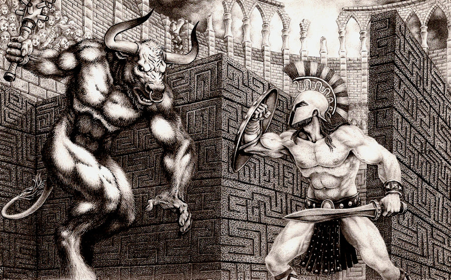 THESEUS_AND_THE_MINOTAUR_by_aka_maelstrom