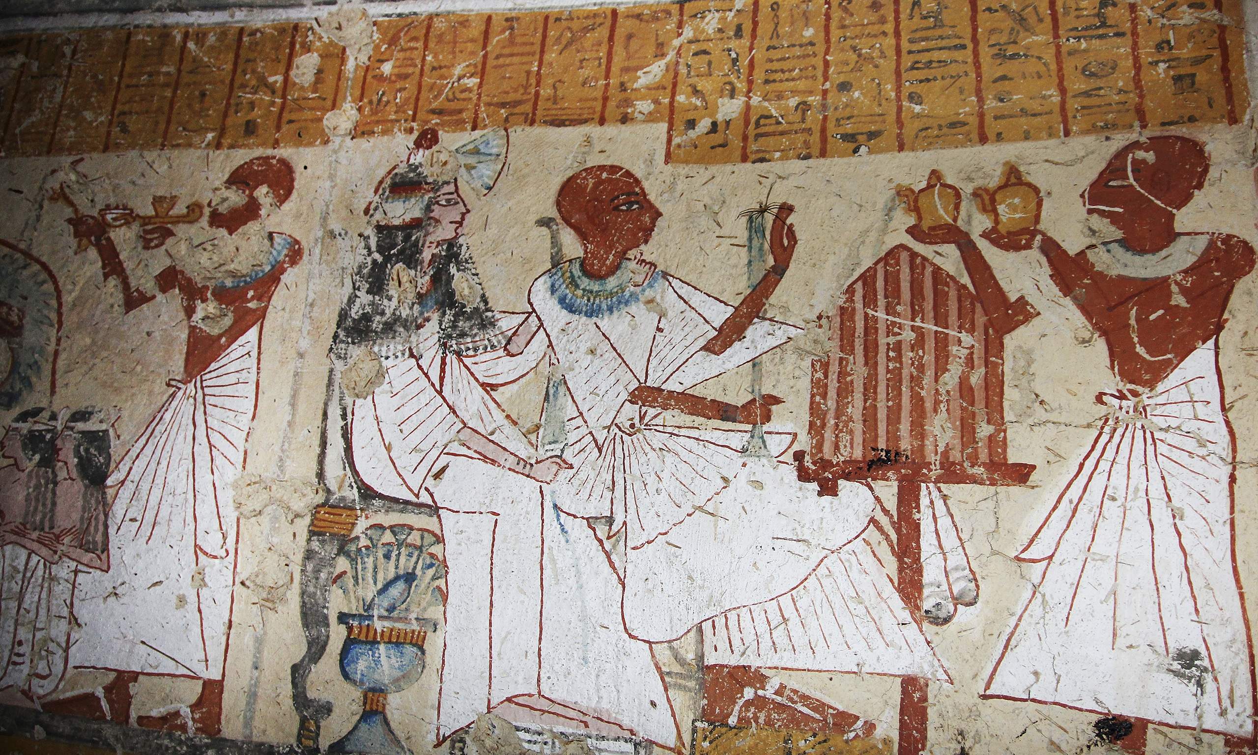 Scenes from ancient Egypt found on the walls of a newly discovered tomb in Luxor.
