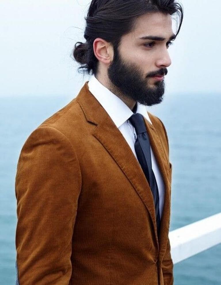 beard with man bun and top knot (1)