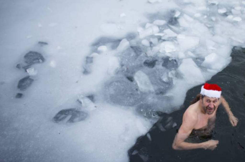 swimming in frozen lakes