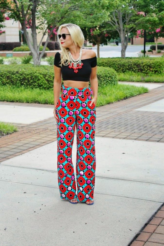 Wide leg printed trousers-2