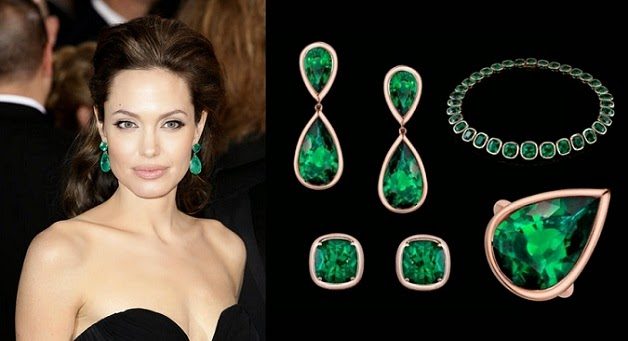 Angelina Jolie’s Emerald Earrings and Ring