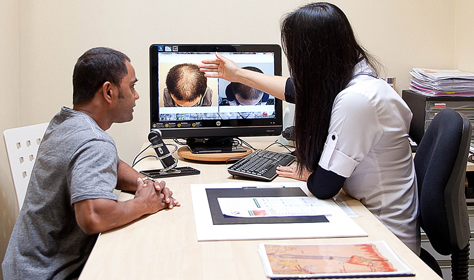 Ask the hair restoration clinic about their pre and post photos