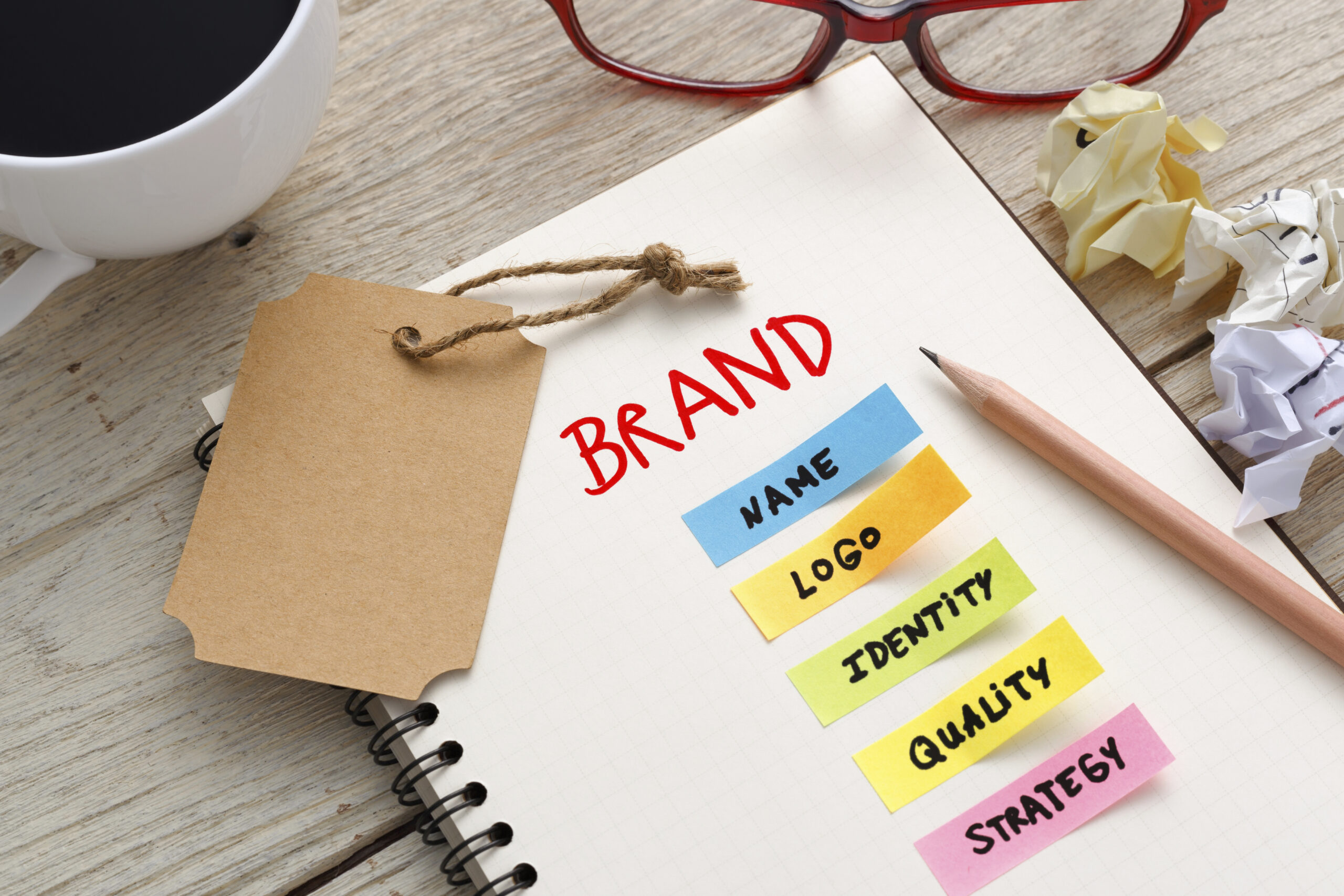 Brand marketing concept with brand tag