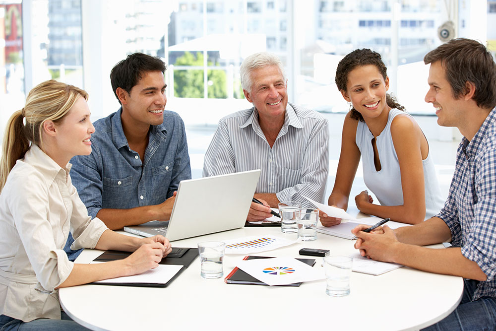 Mixed group in business meeting