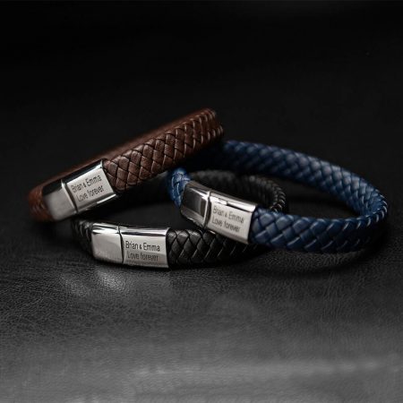 Classic Mens Leather Bracelet Stainless Steel lifestyle