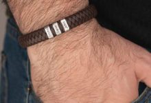 Men's Leather Bracelet with Oval Name Beads