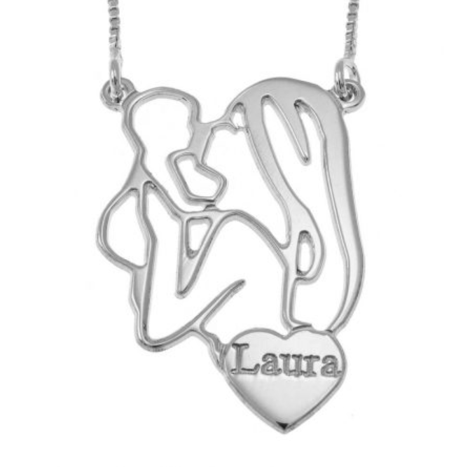 Mom and Baby Necklace silver