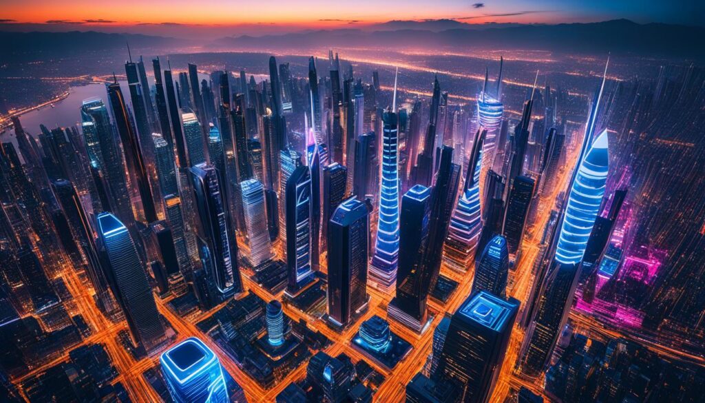 Generated futuristic cityscape