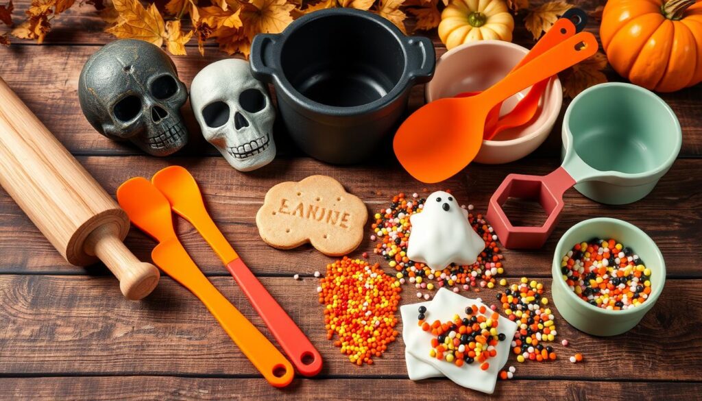 Halloween cake baking tools